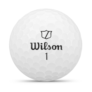 Wilson Duo Soft golfballen met logo, het logo van Wilson afgebeeld op de bal