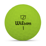 Groene Wilson Duo Soft golfballen met logo, het logo van Wilson afgebeeld op de bal