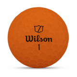 Oranje Wilson Duo Soft golfballen met logo, het logo van Wilson afgebeeld op de bal