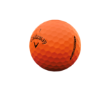 Oranje Callaway Supersoft golfballen met logo, het logo van Callaway afgebeeld op de bal met het lijntje op de golfbal