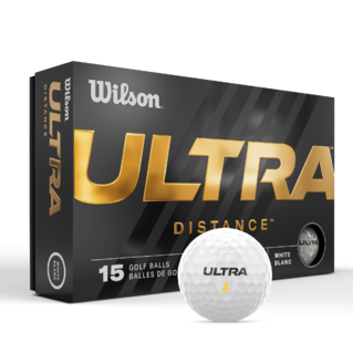 Wilson Ultra Distance golfballen met logo, voorkant van de doos met de Wilson Ultra Distance ervoor